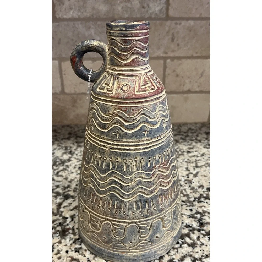 Egyptian Aztec Jug Vessel Vase Clay Pottery‎ 10.5